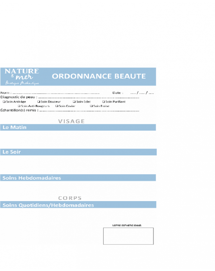 Bloc 25 ordonnances beauté