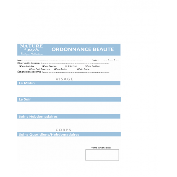 Bloc 25 ordonnances beauté